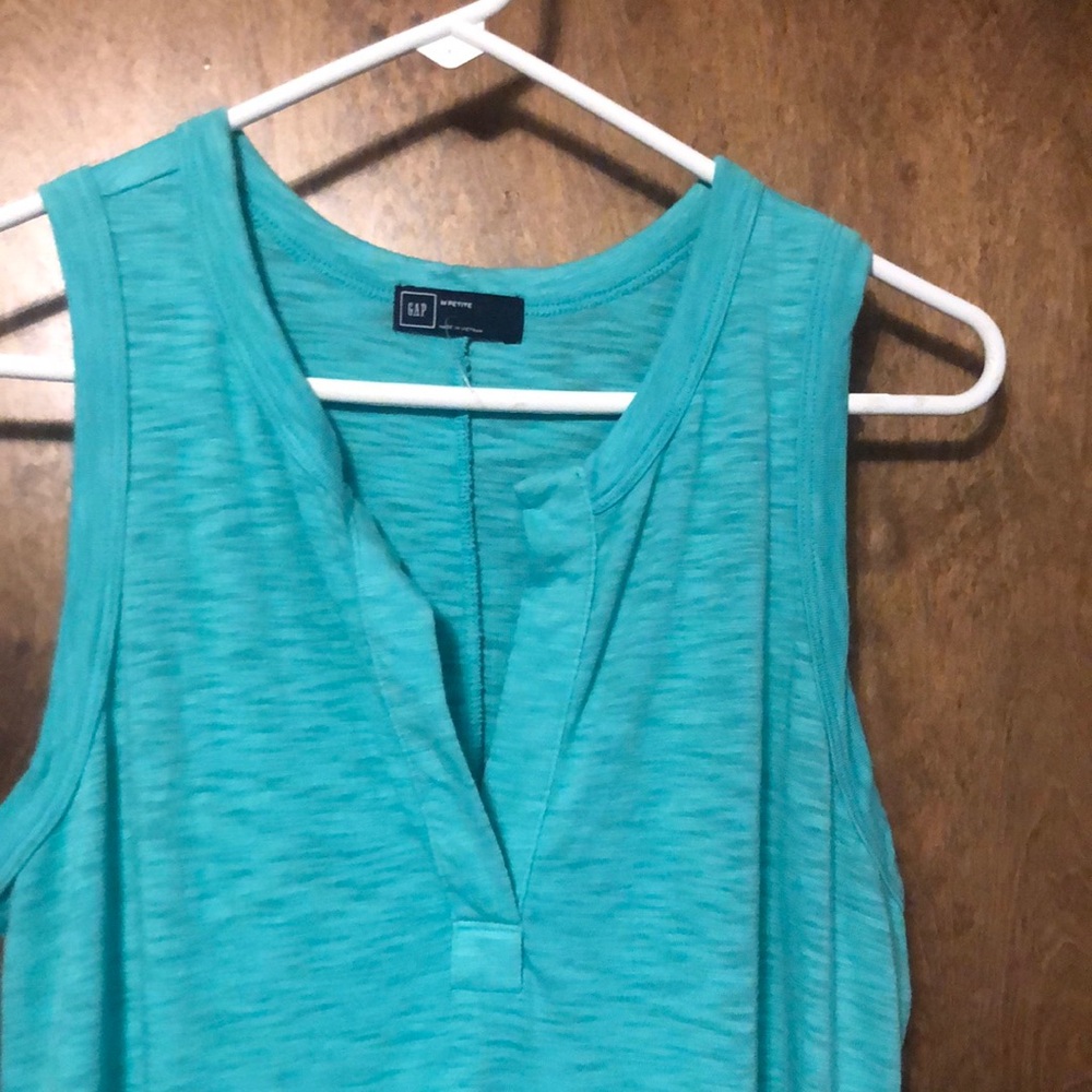 GAP turquoise maxi dress with V-Neck and Heathered Texture